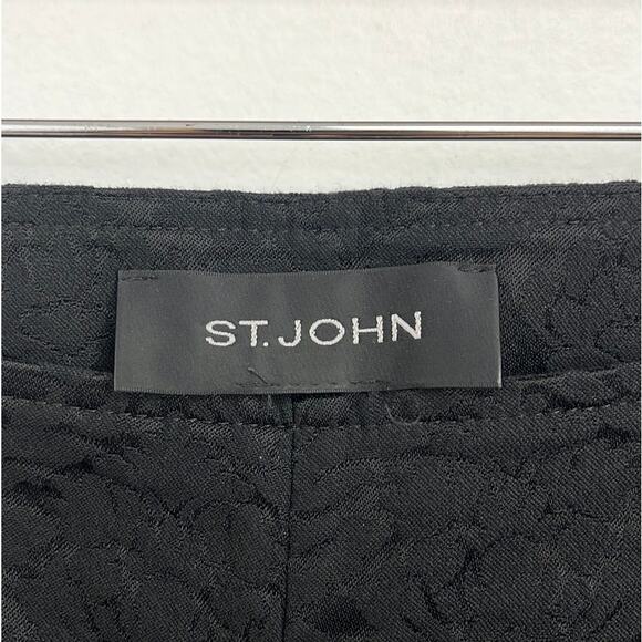 ST. JOHN Damask Floral Embossed Print Cigarette Slim Pant Vent Hem - Size 10* - Picture 6 of 15